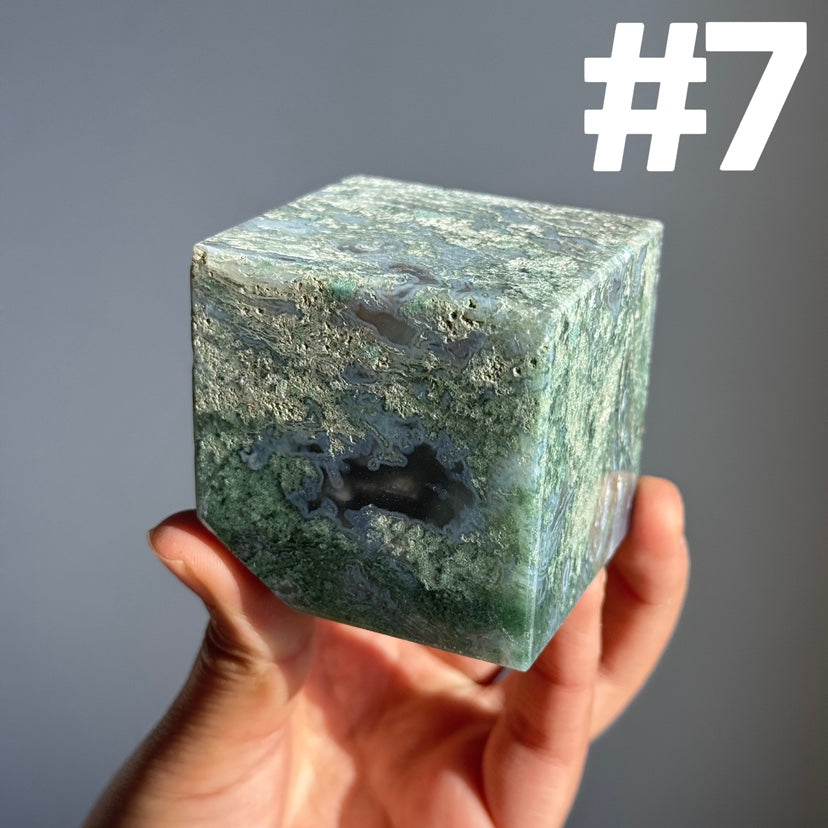 Druzy Moss Agate outlet Cube