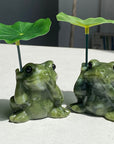 Jade Frog with Leaf Umbrella