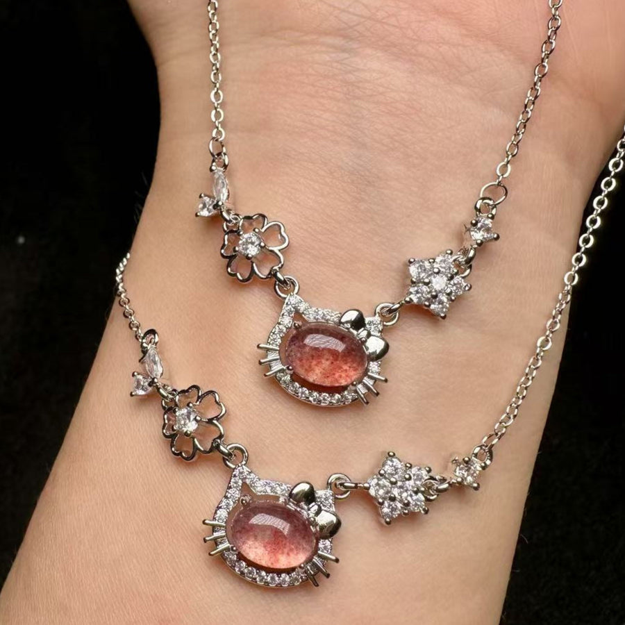 Hello Kitty Strawberry Quartz Necklace