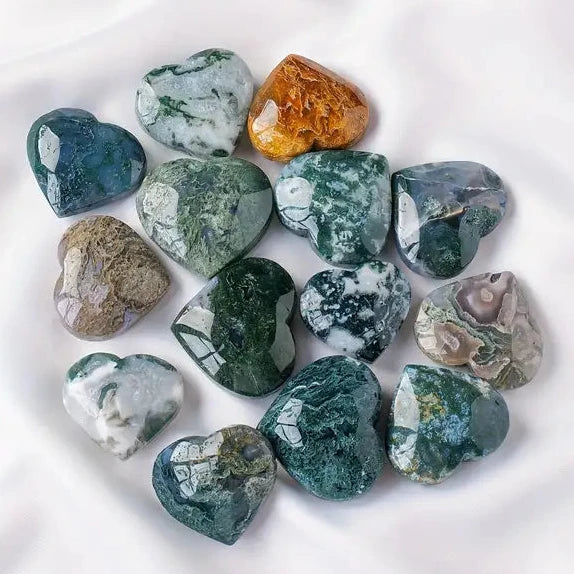 Moss Agate Hearts