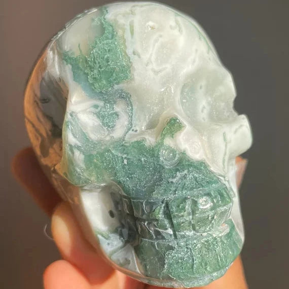 Moss Agate Skull