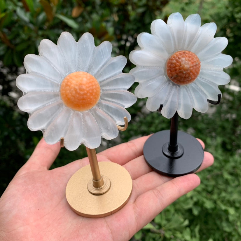 Selenite Daisy on stand