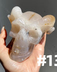 Flower Agate Horn Skull