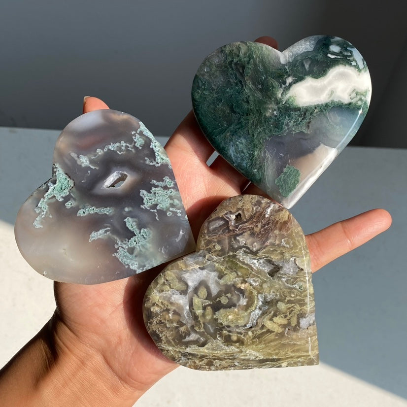 Moss Agate Heart Slab