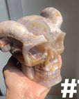 Flower Agate Horn Skull