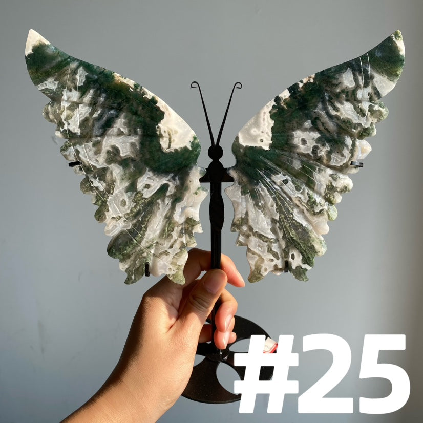 Moss Agate Big Butterfly Wings