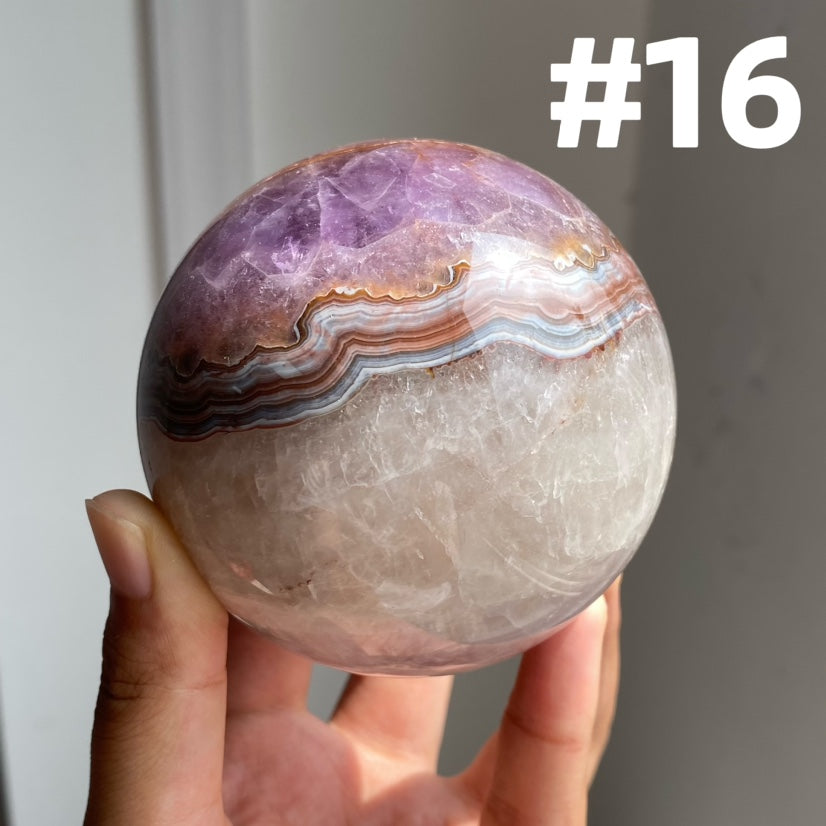 Amethyst x Crazy Lace Agate Sphere