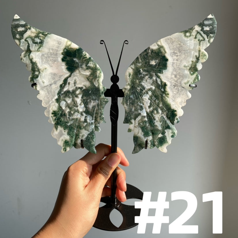 Moss Agate Big Butterfly Wings