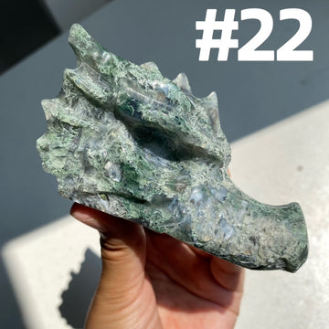 Moss Agate Dragon Head