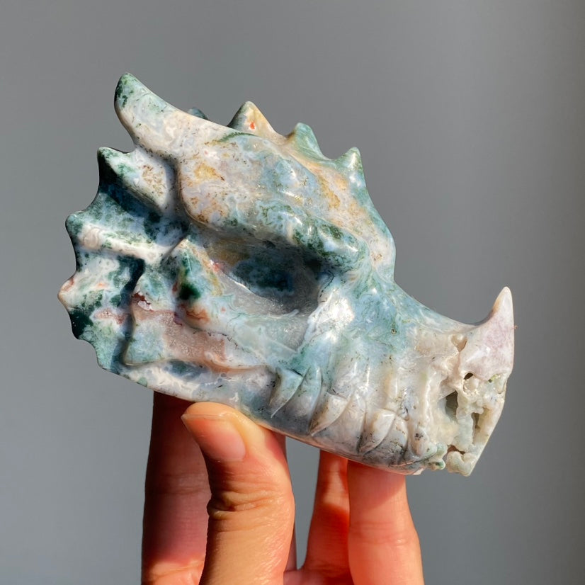 Clearance Moss Agate Dragon Head