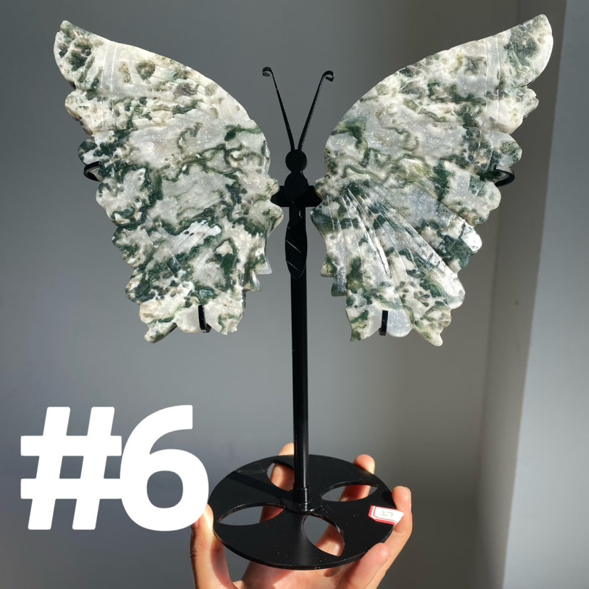 Moss Agate Big Butterfly Wings