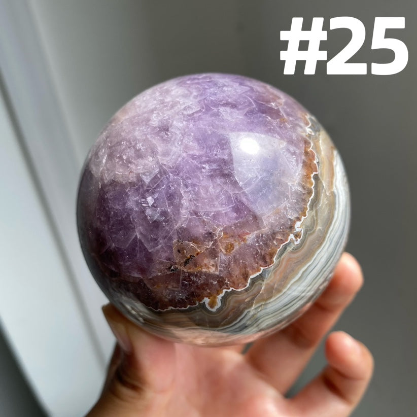 Amethyst x Crazy Lace Agate Sphere