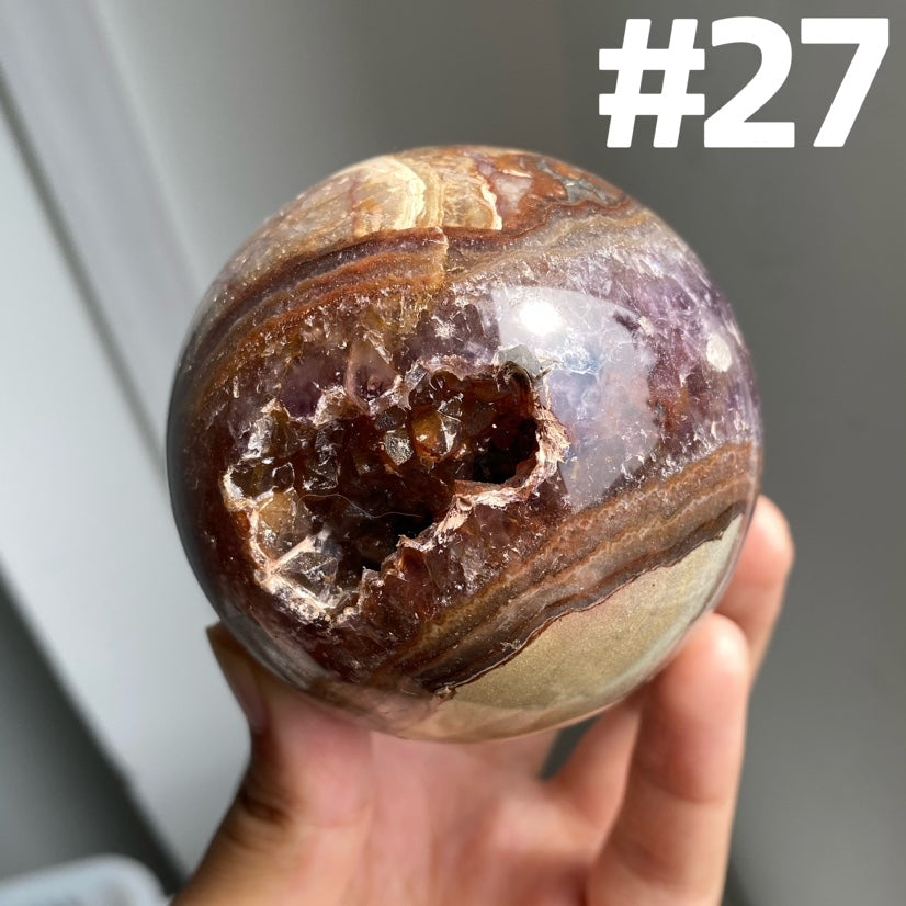 Amethyst x Crazy Lace Agate Sphere