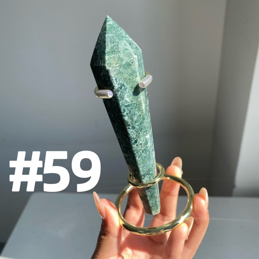 Moss Agate Wand on stand