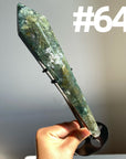 Moss Agate Wand on stand