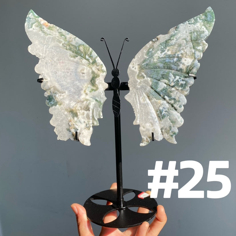 Moss Agate Big Butterfly Wings