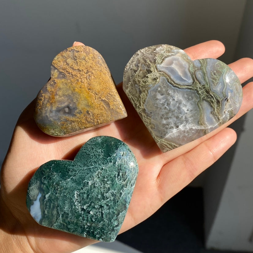 Moss Agate Hearts