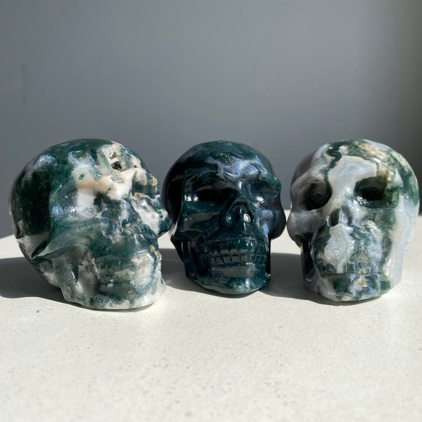 Moss Agate Skull