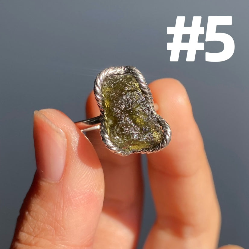 Genuine Moldavite Rings