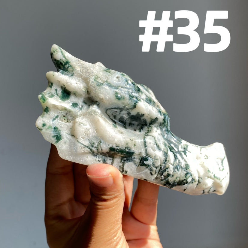 Moss Agate Dragon Head