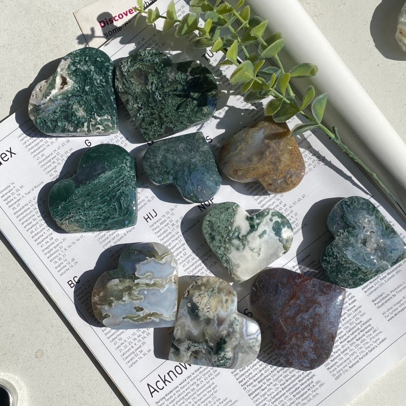 Moss Agate Hearts