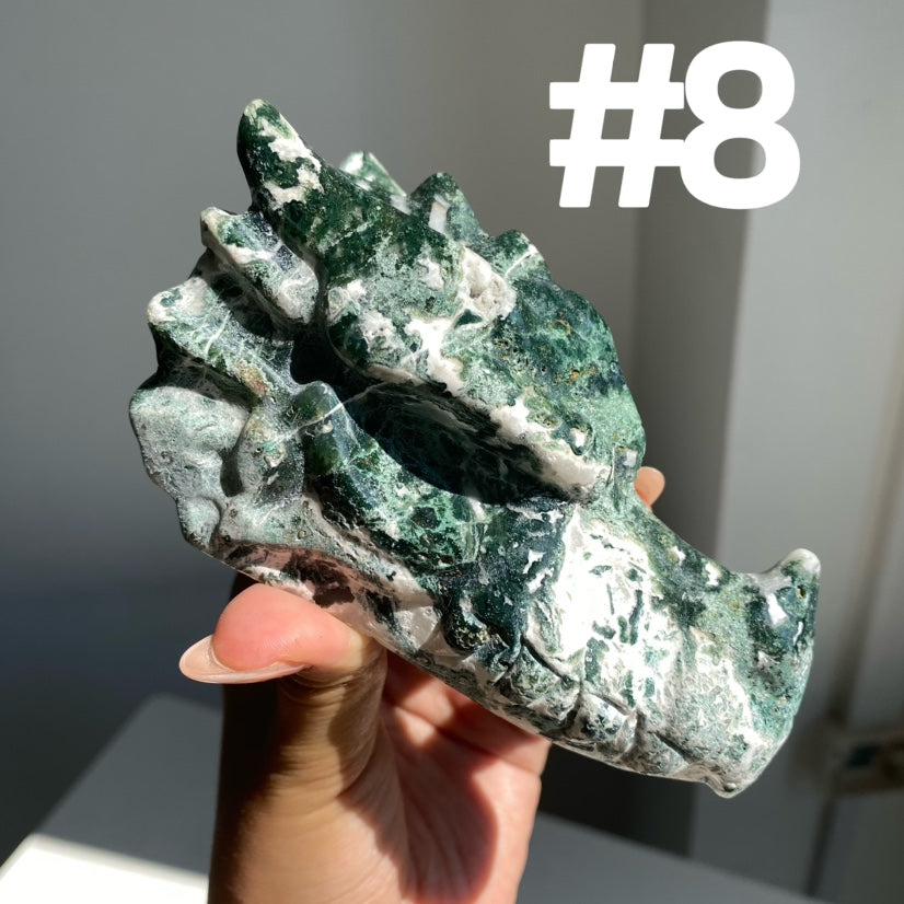 Moss Agate Dragon Head