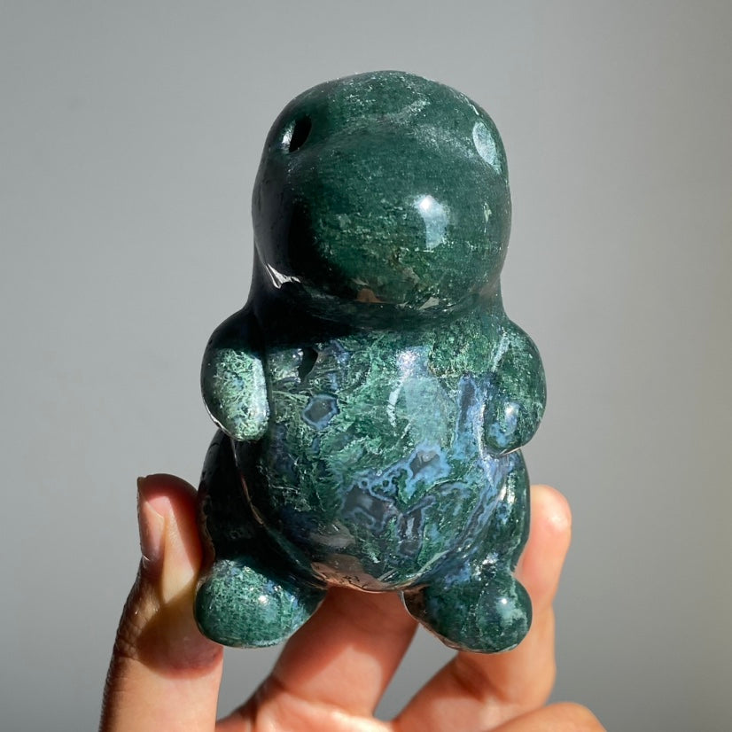 Moss Agate Cute Dinosaur