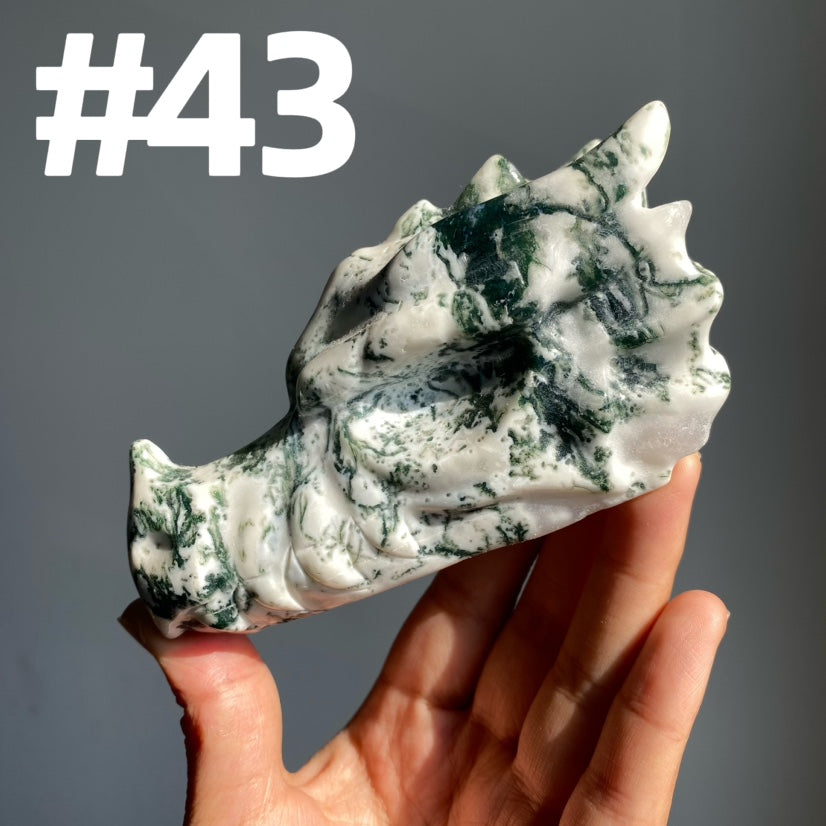 Moss Agate Dragon Head