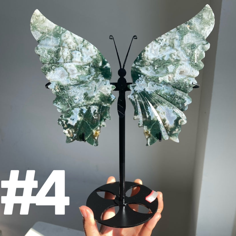 Moss Agate Big Butterfly Wings