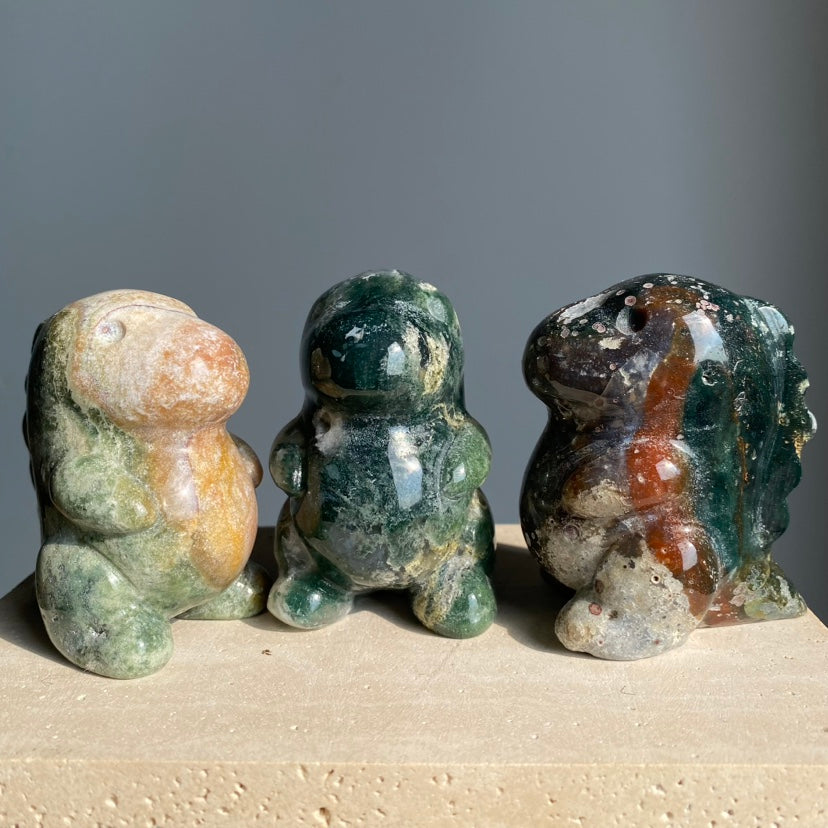 Moss Agate Cute Dinosaurs