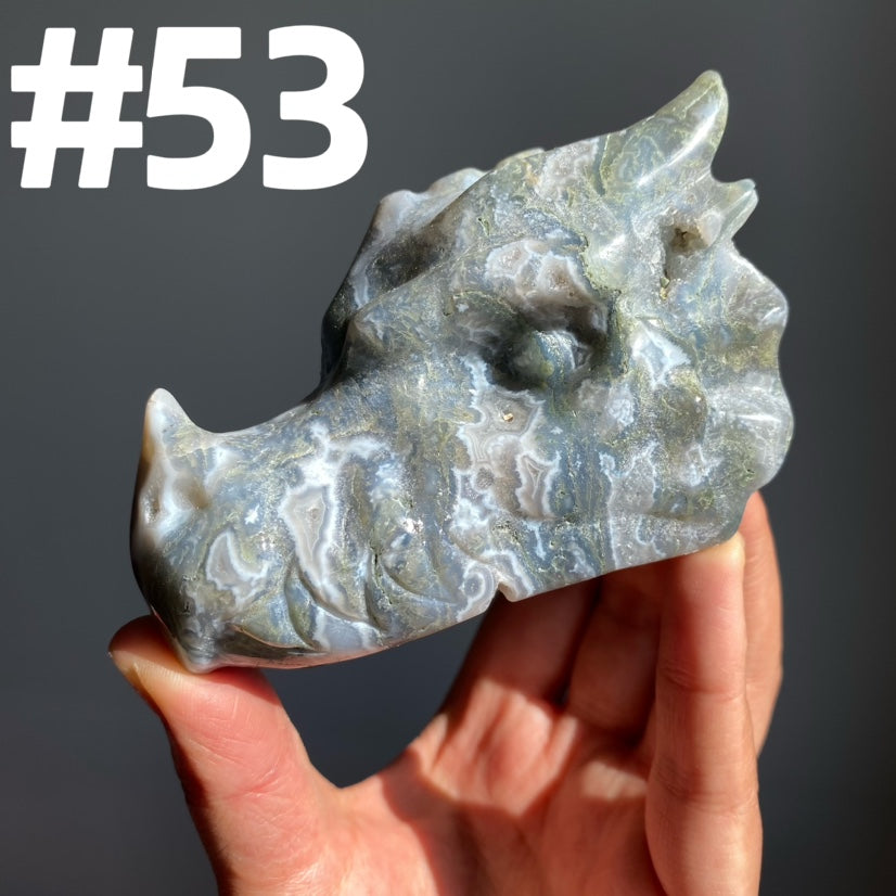 Moss Agate Dragon Head