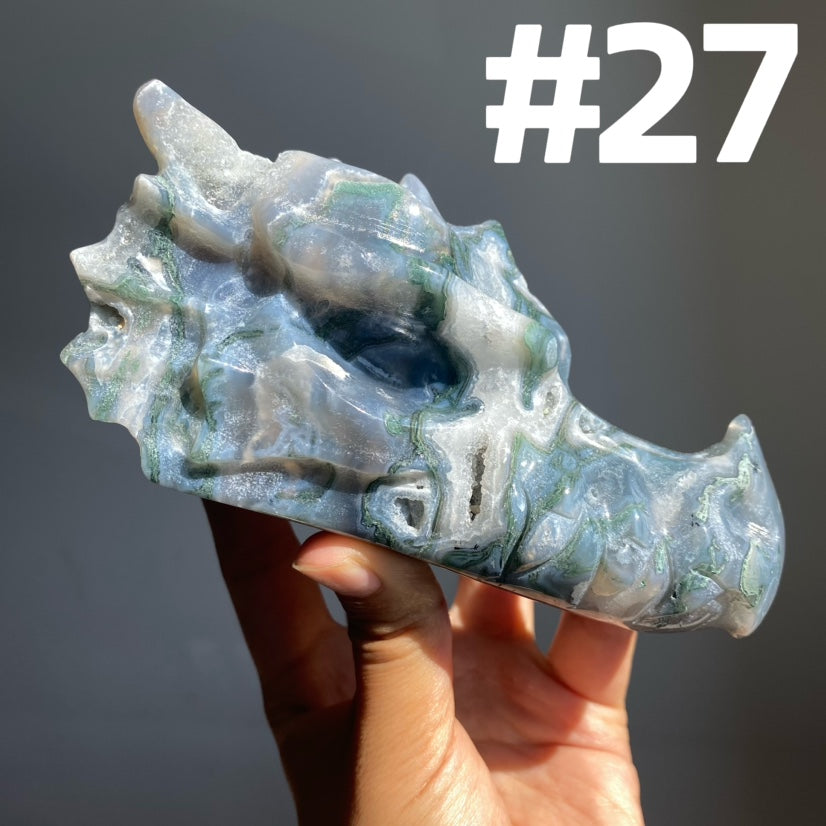 Moss Agate Dragon Head