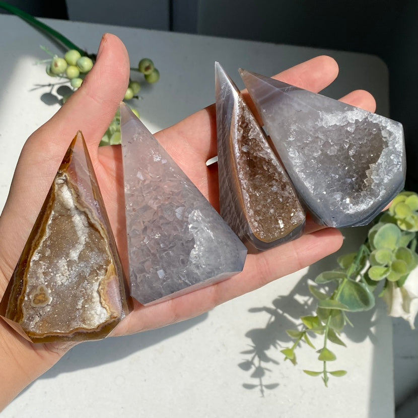 Agate Druzy Diamond Tower