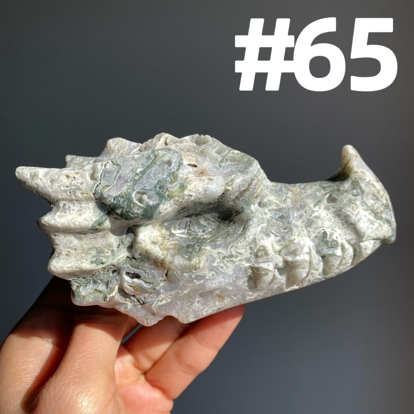 Moss Agate Dragon Head