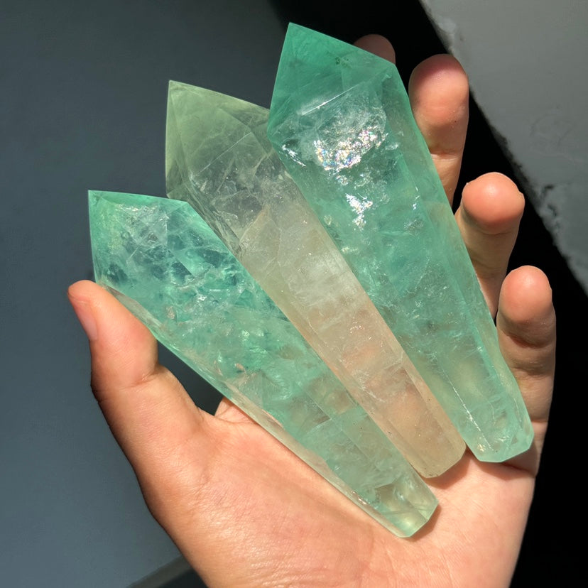 Baja Blast Fluorite Wand on stand