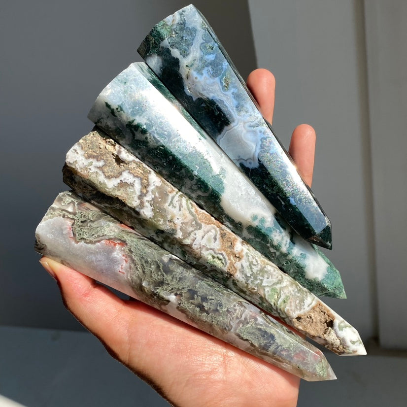 Moss Agate Hexagonal Prism