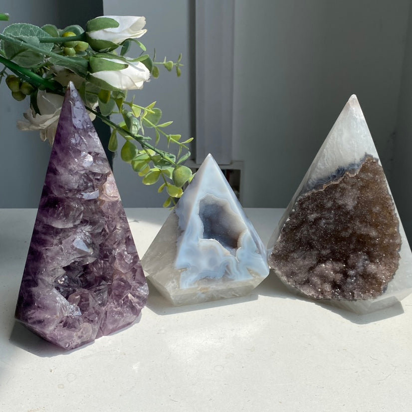 Agate Druzy Diamond Tower