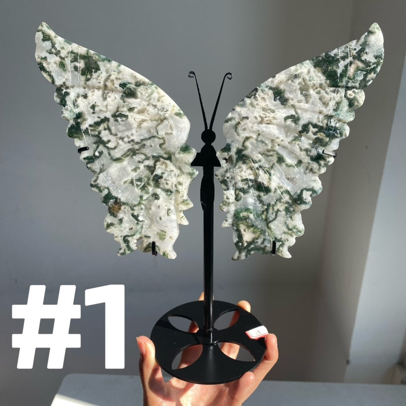 Moss Agate Big Butterfly Wings