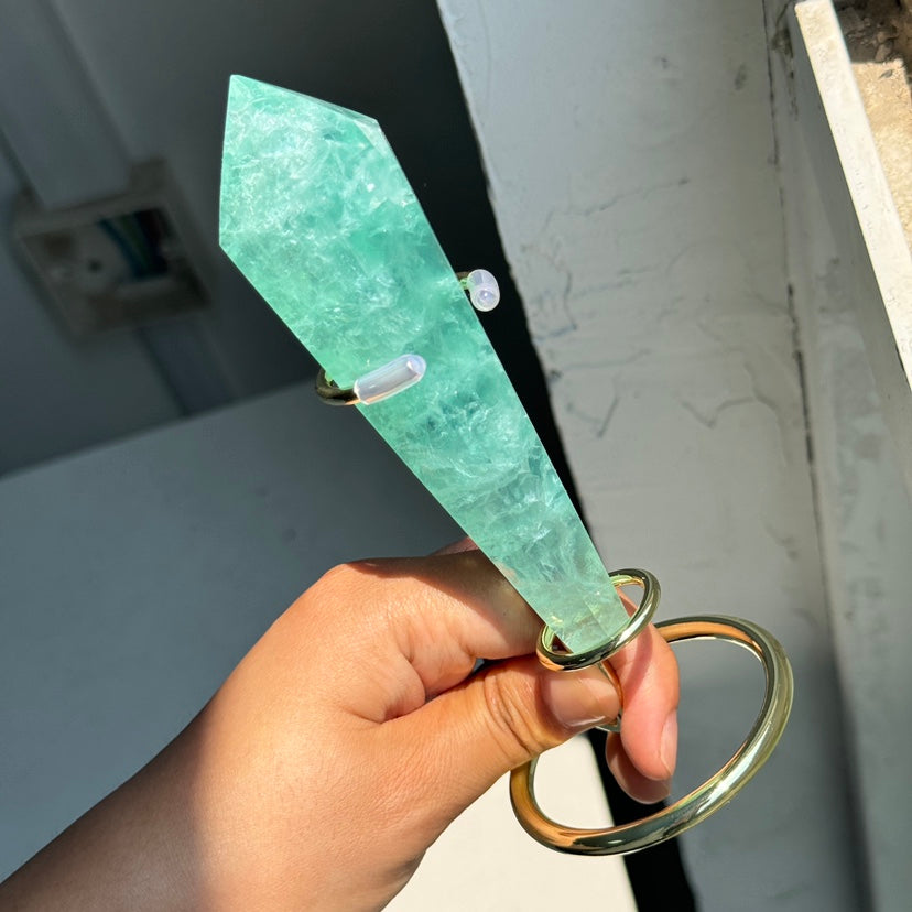 Baja Blast Fluorite Wand on stand