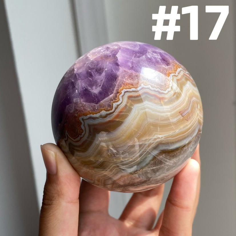 Amethyst x Crazy Lace Agate Sphere