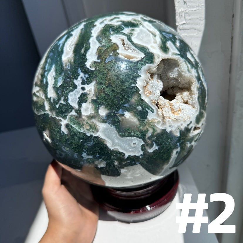 Massive Moss Agate Sphere