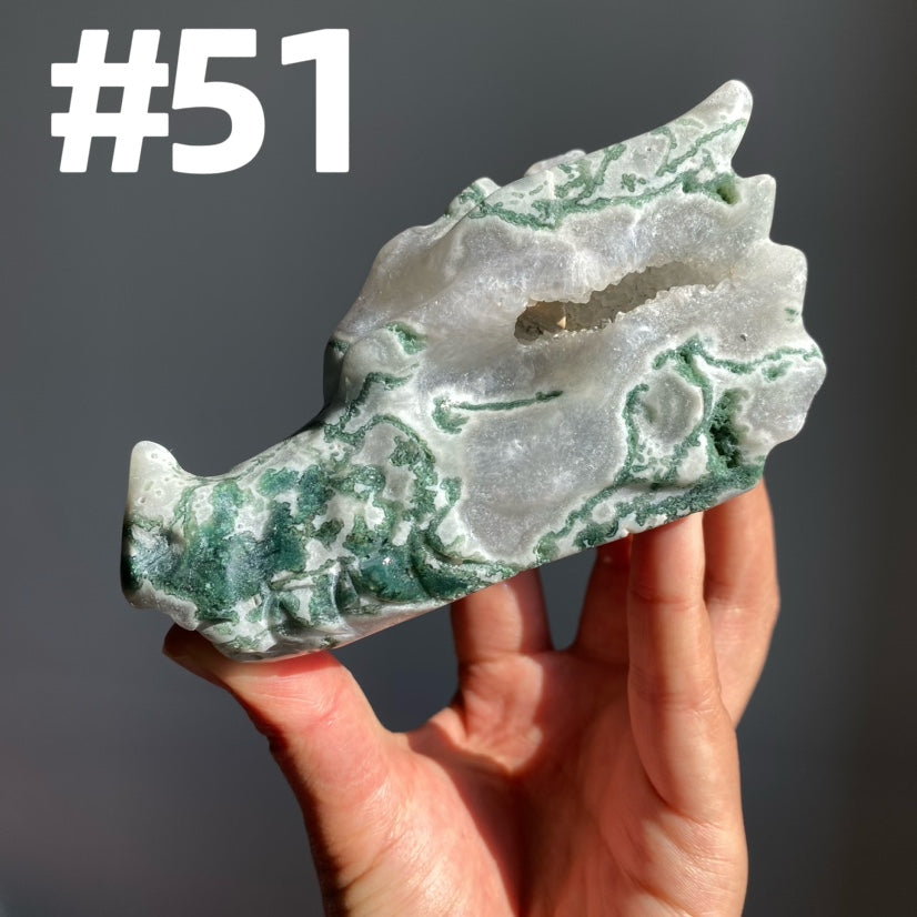 Moss Agate Dragon Head