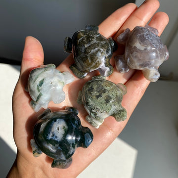 Moss Agate Small Turtle