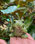 Jade Frog with Leaf Umbrella