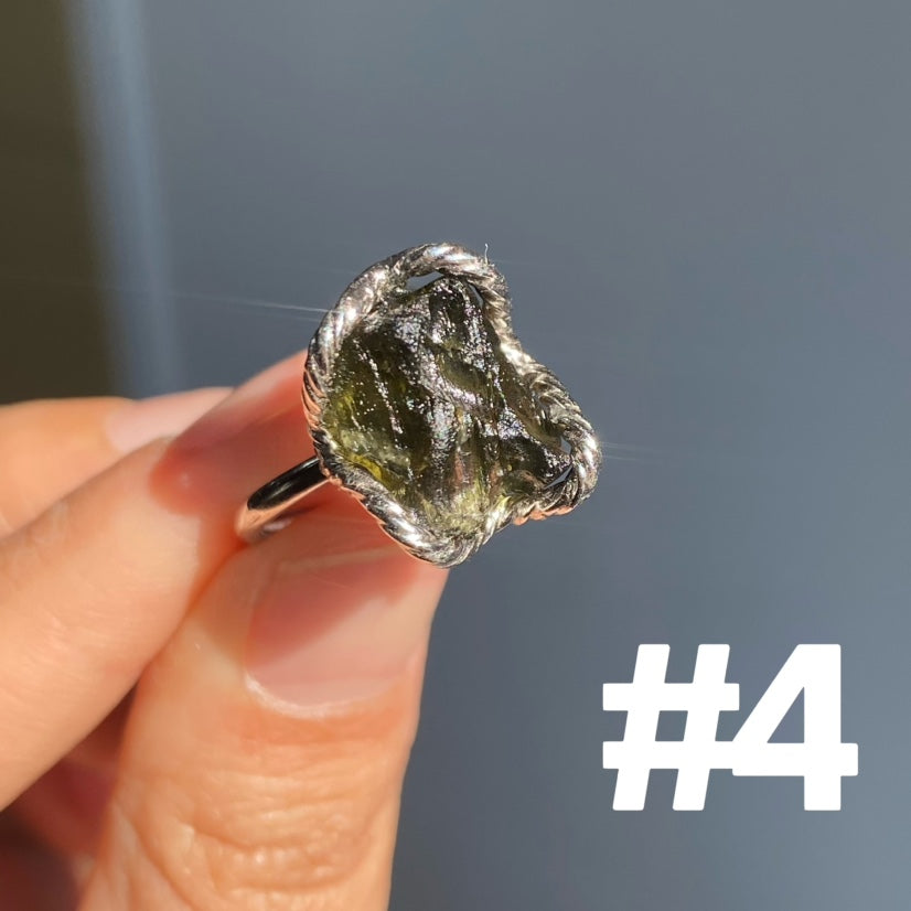 Genuine Moldavite Rings