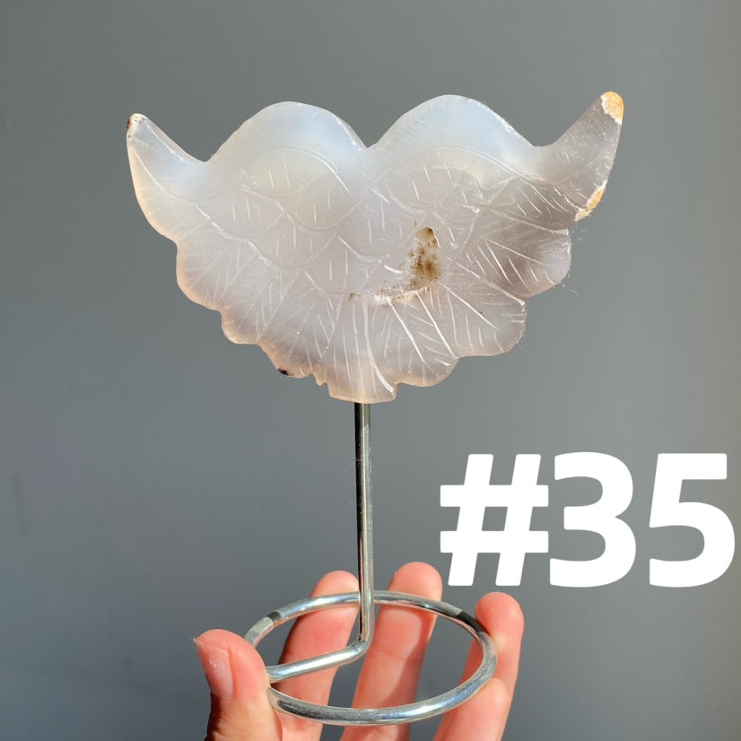 Druzy Agate Heart Wings