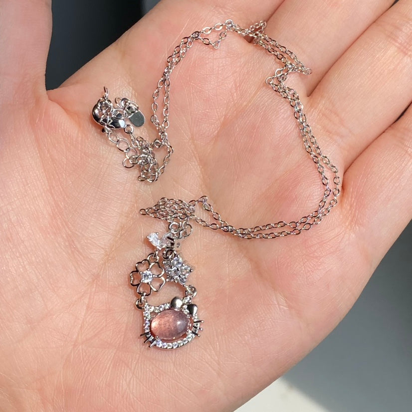 Hello Kitty Strawberry Quartz Necklace