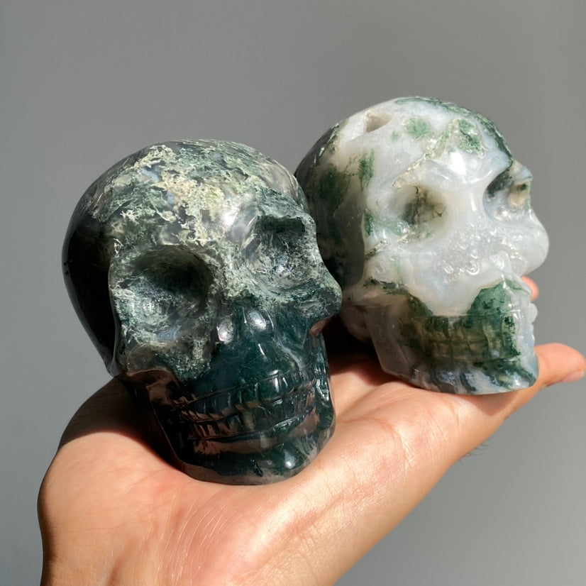 Moss Agate Skull