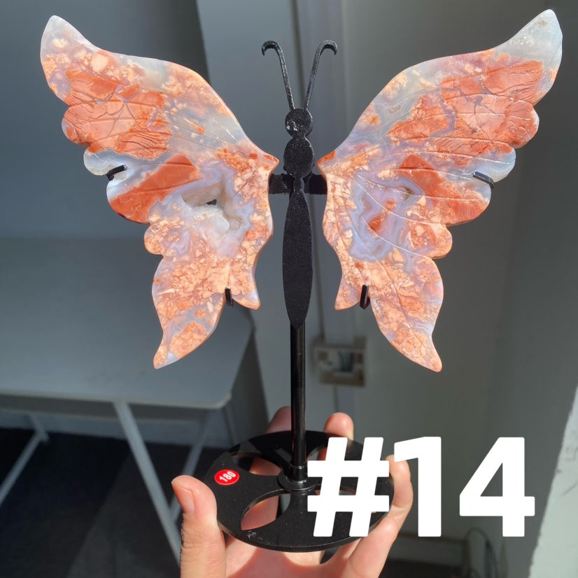 Pink Agate Butterfly Wings