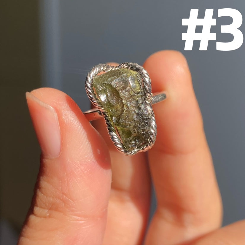 Genuine Moldavite Rings